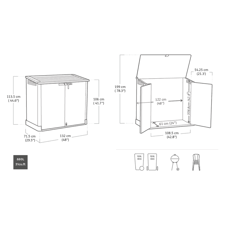 Keter Store It Out Nova 880L Storage Box (with pistons) – Dark Grey with Light Grey Lid - Image 7